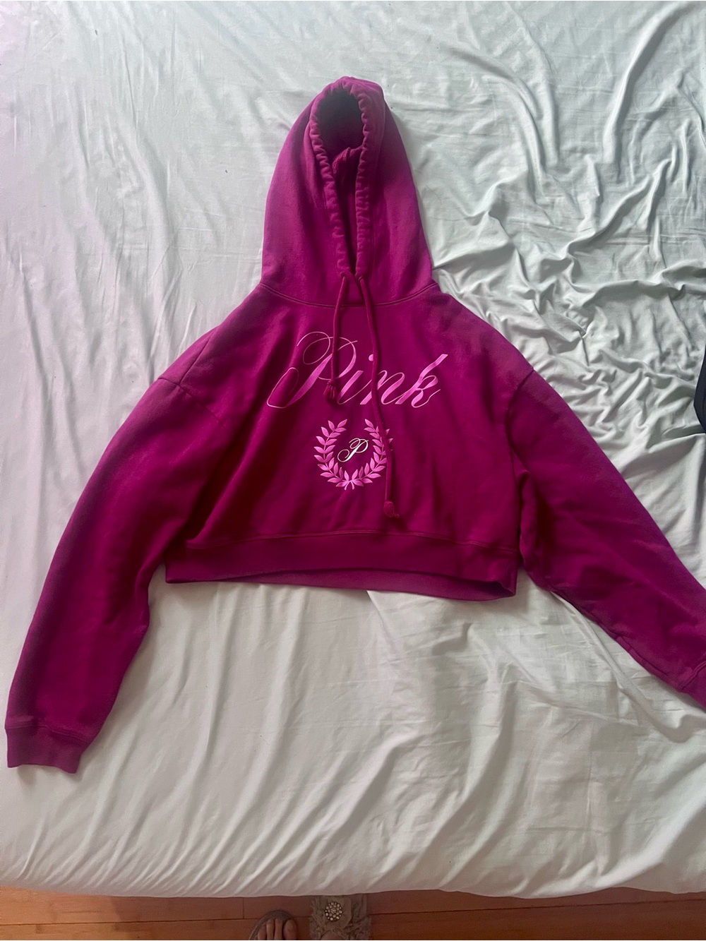 Victoria's Secret Pink Magenta Cropped Hoodie